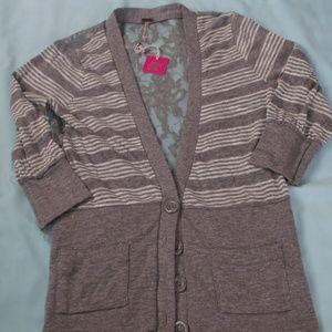 Lace Back 3/4 Sleeve Cardigan